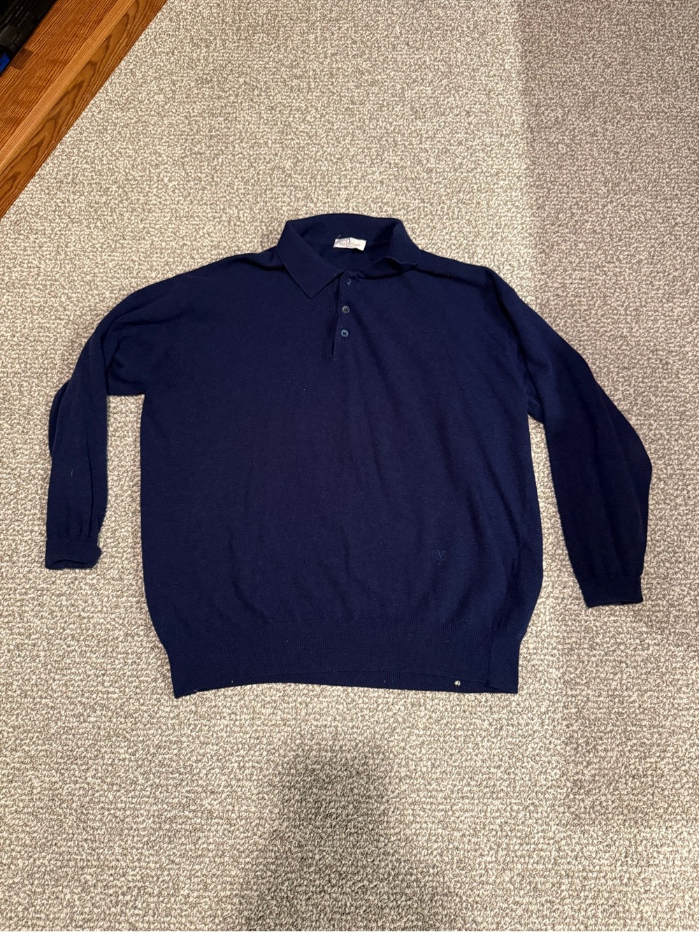 Vintage Valentino Studio Virgin Wool Blue Polo Shirt